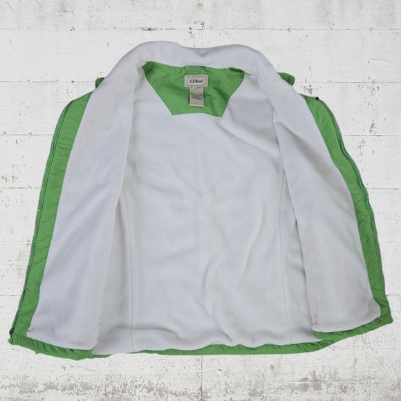 Y2K LL Bean Bright Green Fleece Lined Full Zip Collared Gorpcore Vest Size XXL - Picture 4 of 6